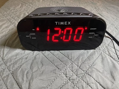 Timex AM/FM Dual Alarm Clock Radio with 1.2-Inch Display and Line-In Jack - Gray - Image 1 of 4