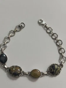 Bracciale Argento Sterling Blackjack Turchese Regolabile 6,5-8,5 Pollici Sud Ovest - Foto 1 di 4