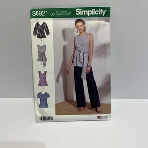 Simplicity S8921 Tops w Nipped Waist, Sash, Sleeve Variations Sz 14-22 UNCUT - Picture 1 of 2