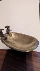 Vintage massive Messing Badewanne Seifenschale 6,25" Länge 4" Breite - Bild 1 von 8