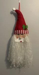 Bansco Ent. Hanging Christmas Santa Head 28" Red Sparkly Beard Fabric Glittered - Picture 1 of 7
