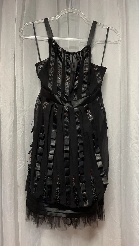 Sue Wong Dress Women’s 4 Black Ribbon Tulle Gothic Fairy Whimsigoth Y2K Romantic - Image 1 of 4