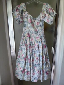 Vintage Jessica McClintock Bridal White Floral Puff Sleeve Dress X-small - Picture 1 of 5