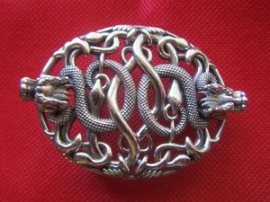 Dragon Belt Buckle .925 Sterling Silver Hand-Made Reptiles Jewelry - Picture 1 of 12