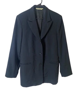 Austin Reed Women’s Blazer Jacket Vintage Size 14 Black 100% Worsted Wool USA - Picture 1 of 8