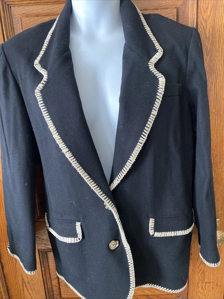 Vintage años 90! NUEVO BLAZER Chaqueta Western Frontier 100% Lana Bordada Para Mujer L Foto 1 de 4