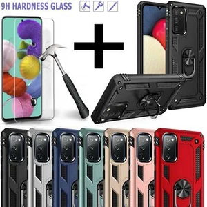 Per Samsung Galaxy A02S Custodia Anti-urto Anello Phone Cover + Schermo Temprato - Zdjęcie 1 z 18