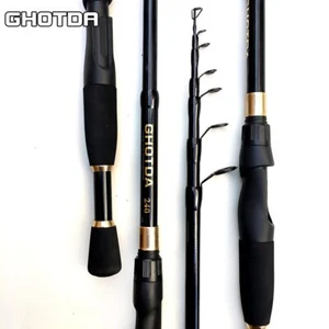 1.6m1.8m2.1m2.4m2.7m Carbon Fiber Telescopic Fishing Rod Spinning Rod Reels - Picture 1 of 20