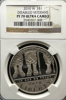 2010-W Disabled Veterans S$1 PF 70 Commemorative - Image 1 of 4