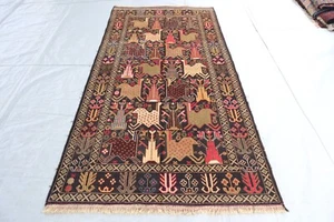 3'5x6'8 Afghan Multi Color Rug- Handmade Area Rug- Living Room Rug- Office Rugs - Picture 1 of 15