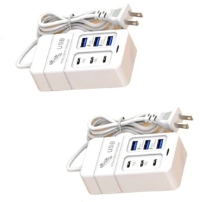 2X 6-Port USB Type "C" & "A" Rack Charger Fast Charging w/ AC Plug-In 2Pcs - Picture 1 of 7