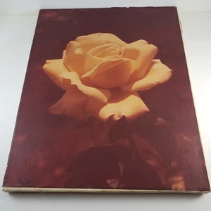 Yellow Rose Bud Canvas Print Vintage Deep Reds Background No Frame 16" w x 20" h - Picture 1 of 10