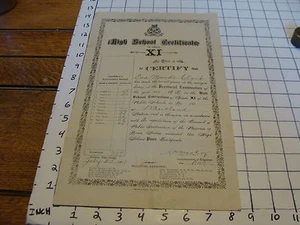 Halifax  1921 HIGH SCHOOL CERTIFICATE grade 11 pass but with bad grades - Picture 1 of 1