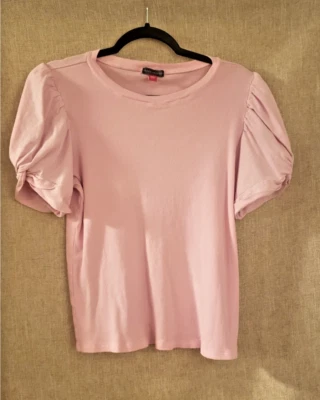 VinceCamuto XL Top PInk Short Puff Sleeve Twist Accent Elevated Tee Work Casual - Image 1 of 3