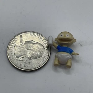 Teeny Tiny Rugrats Tommy Pickles Toy 2020 Viacom Blue Shirt Diaper Bottle 3/4” - Picture 1 of 4