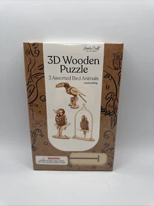 Bird Animals: Parrot, toucan, & Owl - 3D Wooden Puzzle - by Hands Craft - Picture 1 of 2