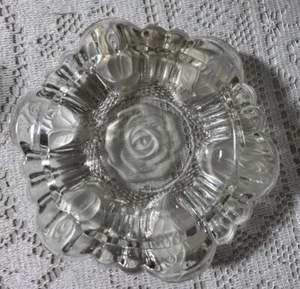 Crystal Glass Ashtray Vintage Rose Design - Picture 1 of 10