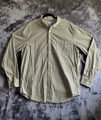 JCP 80'S 2-PLY Men's Dress Shirt Size XL Olive Green Striped Dress Shirt NWT - Image 1 of 4