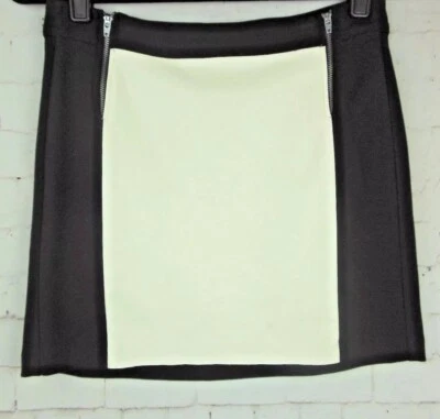 * Minifalda con panel de imitación de cuero marfil tejido negro ELLA MOSS talla S 1223 Foto 1 de 4