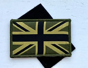 BRITISH ARMY UNION JACK BADGE GREEN SUBDUED - HOOK & LOOP -TRF , MTP - Picture 1 of 2