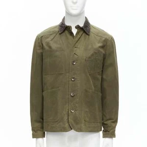 RAG & BONE Barneys green waxed cotton corduroy collar 4 pockets jacket US38 M - Picture 1 of 11