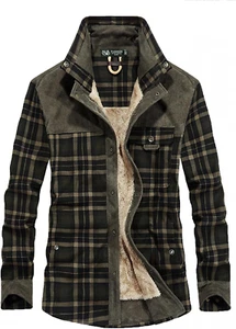 Jackets for Men,Men'S Button down Regular Fit Long Sleeve Plaid Flannel Casual S - Picture 1 of 12