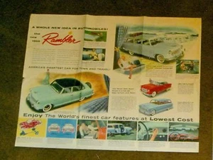 Large 1955 Rambler American Motors Automobiles Foldout Brochure, 27x21 - Foto 1 di 7