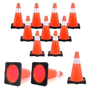 12Pack Traffic Safety Cone 18in w/Reflective Collar PVC Orange Safety Cones - Picture 1 of 7