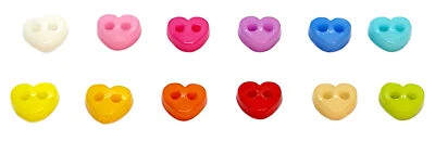 50 Mini-Herz-Knöpfe 6mm in verschiedenen Farben Kunststoff - Bild 1 von 4