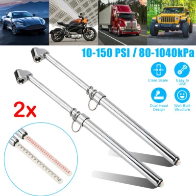 2PCS Tire Air Pressure Gauge 160PSI Heavy Duty Straight-on Head Car Truck Motor - Image 1 of 4