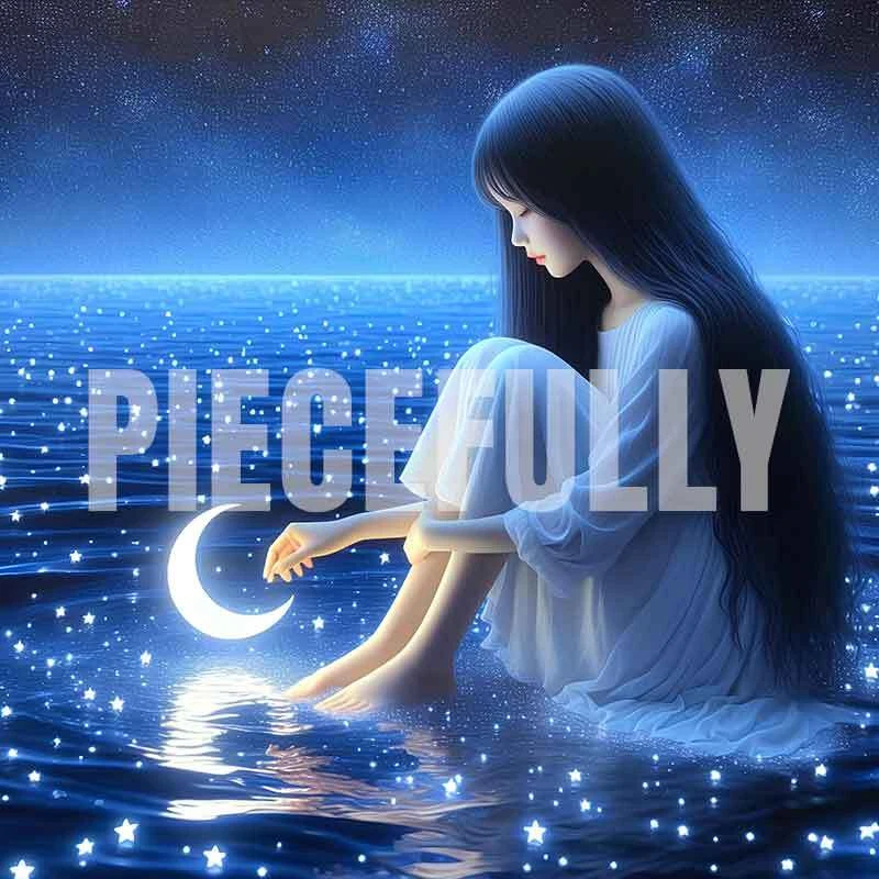 The Girl and Her Moon #042 AI Digital Art Image w/ Abstract Riddle Philosophy - Image 1 of 1