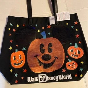 New Wallt Disney World Halloween Pumpkin Mickey Mouse Disney Canvas Tote Bag - Picture 1 of 7