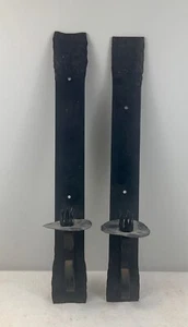 Lot of 2 Vintage Hand Wrought Iron Wall Sconces Candle Holder Black Hammered 18” - Picture 1 of 10