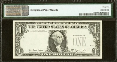 $1 1977-A FRN Federal Overprint on Back Error PMG Choice 66 EPQ - Image 1 of 2
