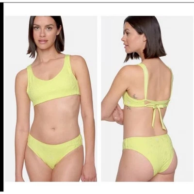 Hurley Crochet Soft Strap Bikini Set Yellow Cheeky Coverage Swimsuit size XS - Image 1 of 4