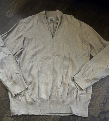 LL Bean Sweater Mens XLarge Reg Tan Half Zip Pullover Long Sleeve Cashmere Blend - Image 1 of 4