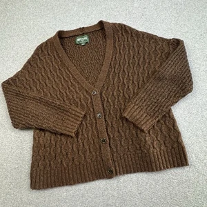 American Eagle AE Wool Blend Sweater Cardigan Womens Medium Brown Wave Knit - Picture 1 of 7