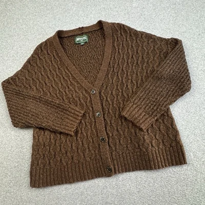 Cárdigan suéter American Eagle AE mezcla de lana para mujer mediano marrón tejido ondulado Foto 1 de 4