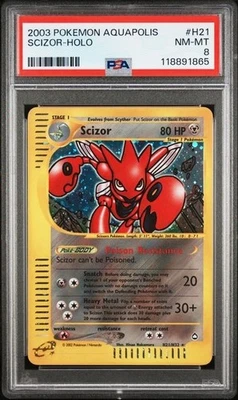 2003 POKEMON AQUAPOLIS #H21 SCIZOR-HOLO PSA 8 NEW CERT SHIPS ASAP - Image 1 of 2