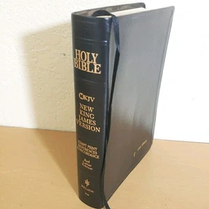Holy Bible Nelson 334 Giant Print Concordance NKJV Black Bonded Leather 1992 - Picture 1 of 14