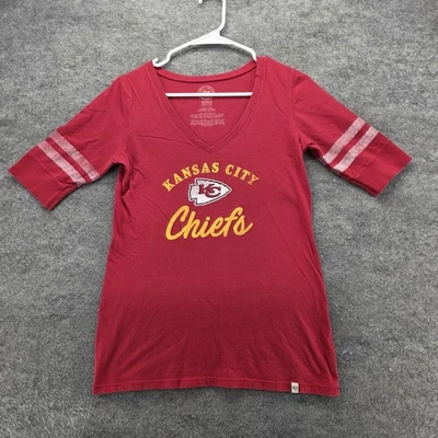 Kansas City Chiefs Shirt Womens Medium Red NFL Football V Neck Short Sleeve Tee - Image 1 of 4