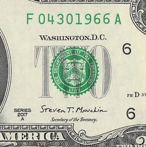 APRIL 30 1966 Birthday Date Note Fancy Serial Number Two Dollar Bill Crisp UNC - Picture 1 of 11