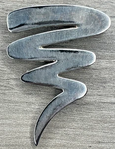 Vintage 1980er Zick Zack Tornado Blitz Bolzen Brosche Anstecknadel groß silberfarben - Bild 1 von 8