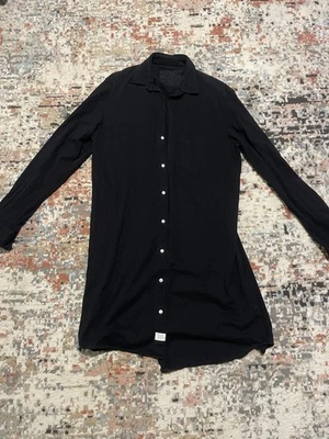 Frank & Eileen Mary Dress L Heritage Jersey Black Cotton Button Down Shirt Dress - Image 1 of 2