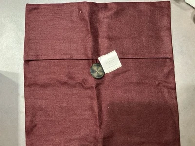 Pottery Barn~Linen Pillow Cover (ONLY) Wood Look Button 18” X 18”  Burgundy~NEW - Image 1 of 4