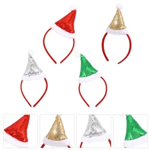 4 Piezas Pequeño Sombrero de Navidad con Lentejuelas Diadema Fiesta Festiva Tocado - Imagen 1 de 12