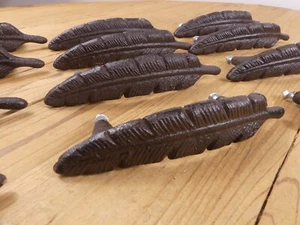 12 Drawer Pulls W/ Screws Handles Knobs Rustic Feather Cast Iron Kitchen Cabinet - Picture 1 of 12