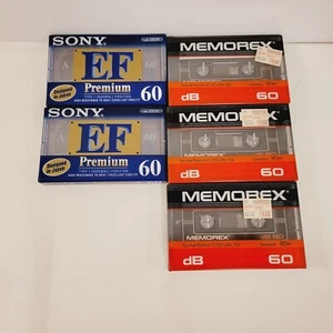 2 Sony & 3 Memorex 60 Normal Bias Type I Blank Audio Cassette Tapes Sealed - Picture 1 of 4
