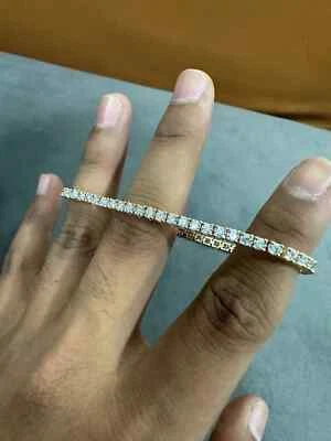 8CT Round Lab Created Diamond 7.5 Inch Tennis Bracelet 14k Yellow Gold Plated - Image 1 of 3