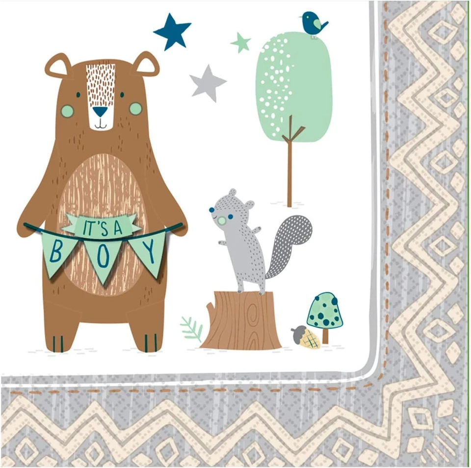Lindas servilletas de papel de baby shower Bear-ly Wait Boy Blue Bear Foto 1 de 1